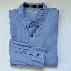 Burberry Brit Men’s Blue Casual Button Down Shirt with Oxford Cloth